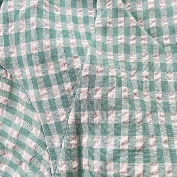 NWT * Pleione Puff Shoulder Ruffle Checkered Dress Size Medium Gingham print - Picture 13 of 15